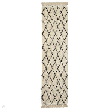 Boho 8280 Modern Moroccan Berber Soft Plush Shaggy White/Black Runner-Think Rugs-Rug Love - The Most Loved Rug Store